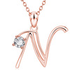 Golden zirconium with letters, pendant, necklace, suitable for import, pink gold, English letters