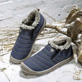 2023年冬季新款低帮系带加绒棉鞋大码男户外棉靴成年人保暖雪地靴