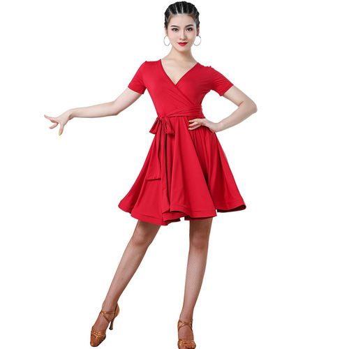 Women black red chacha latin dresses women latin dance skirts professional sexy dress adult dance performance dress