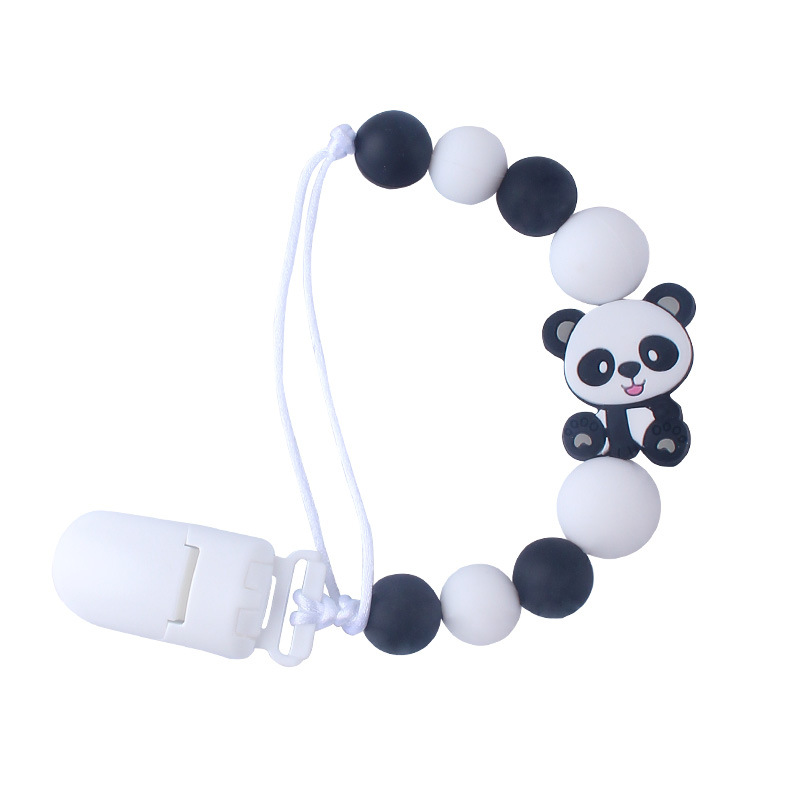 AliExpress chupete cadena bebé silicona Panda DIY chupete clip bebé suministros anti-gota cadena modelo de comercio exterior