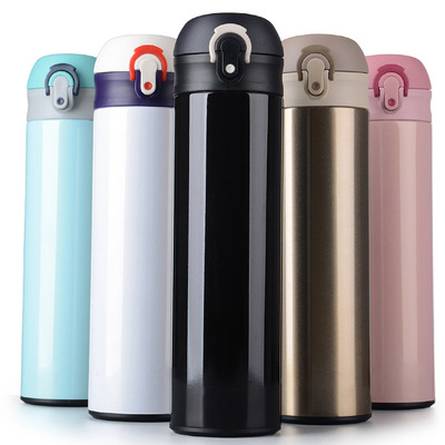 倾悦弹跳直杯304不锈钢保温杯真空水杯商务礼品杯子带茶隔 刻印字