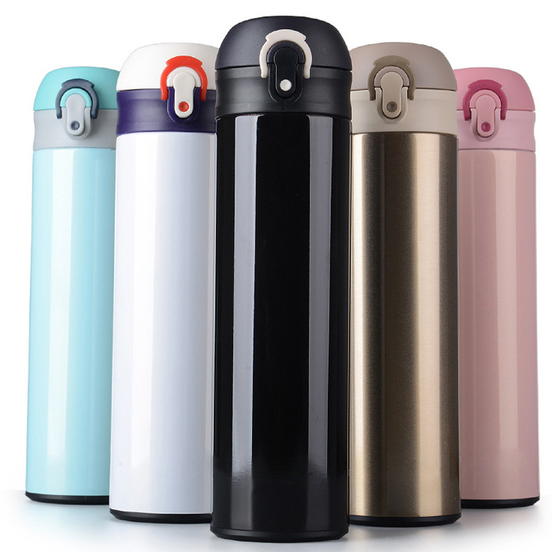 倾悦弹跳直杯304不锈钢保温杯真空水杯商务礼品杯子带茶隔 刻印字