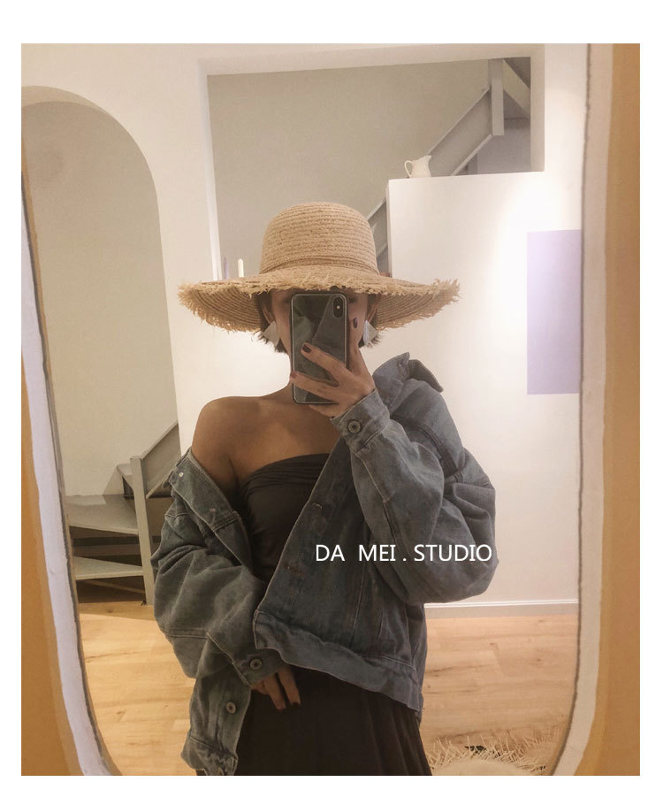 Fashion Sunscreen Big Brim Raffia Straw Hat display picture 9