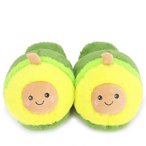 Cartoon avocado slippers indoor floor bedroom couple plush toy slippers autumn and winter cotton slippers cute slippers