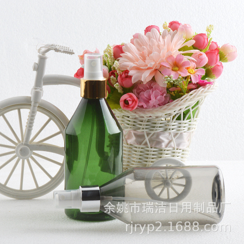 300ml墨绿色大斜肩电化铝喷雾瓶细雾补水小喷壶PET塑料空瓶