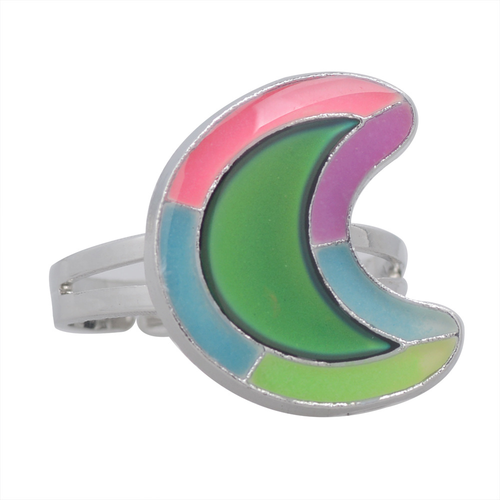 50g Weight Artificial Gemstones Inlay Material Birthday Occasion Alloy Material Heart Pattern Women'S Gender Plating Design Fashion Style Simple Peach Heart Love Butterfly Moon Color Changing Ring 35