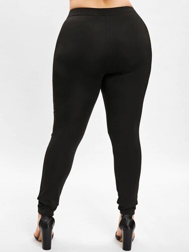 Hot-selling European and American Plus-Size Women's Casual Leggings with Knife-Cut Seams and Contrasting Color Accents, Featuring Rivets