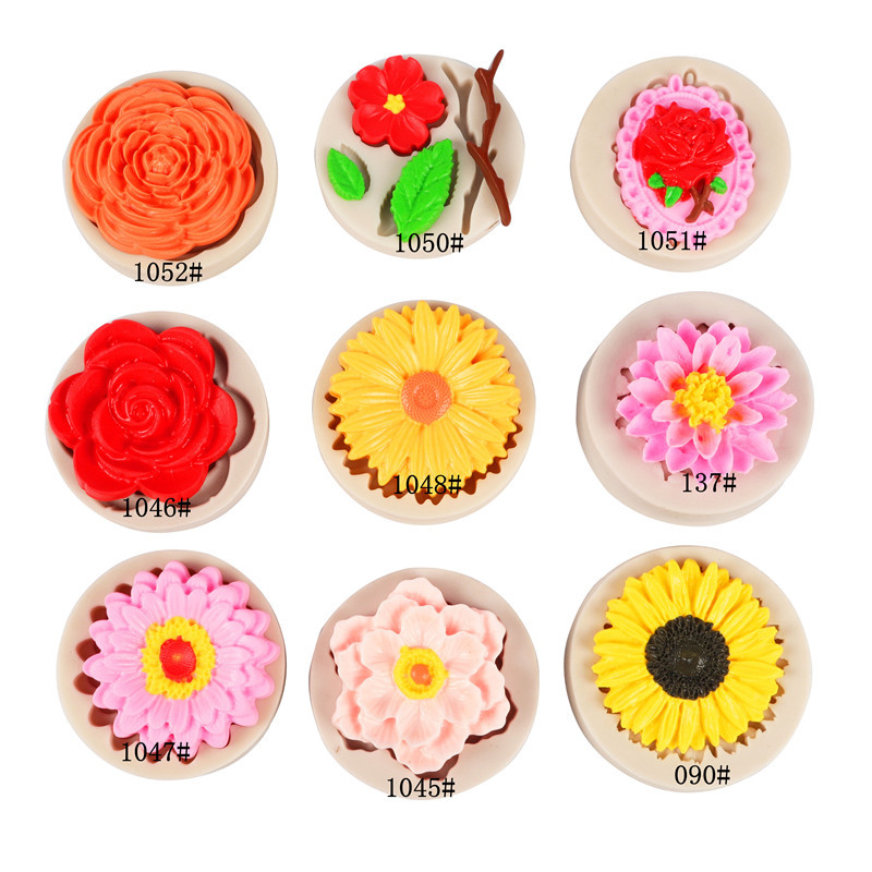 Molde de pastel Flor del ciruelo crisantemo molde de silicona Lotus Rose cake encaje fondant molde herramienta para hornear