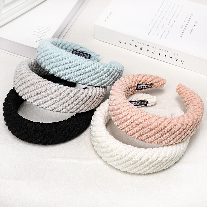 Explosion Style Striped Knitted Fabric Sponge Hair Hoop Card Wholesale display picture 16
