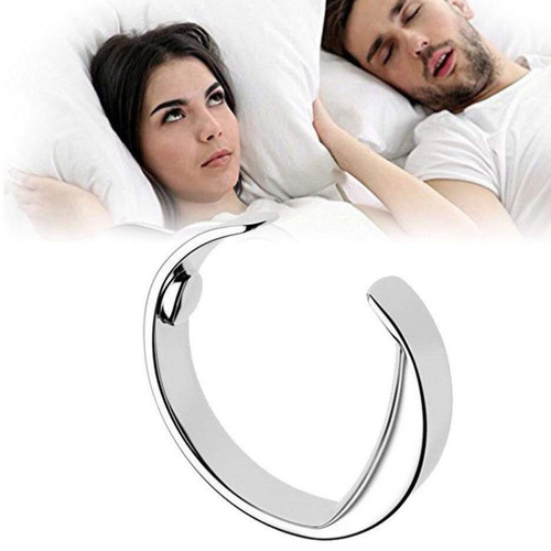 Factory fashionable and simple anti-snoring ring silver opening Korean version couple magnet glossy electroplating ring wholesale