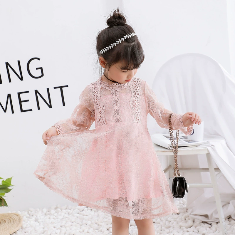 Dress Korean-style little princess lace autumn dress for girls, sizes 100–140 cm