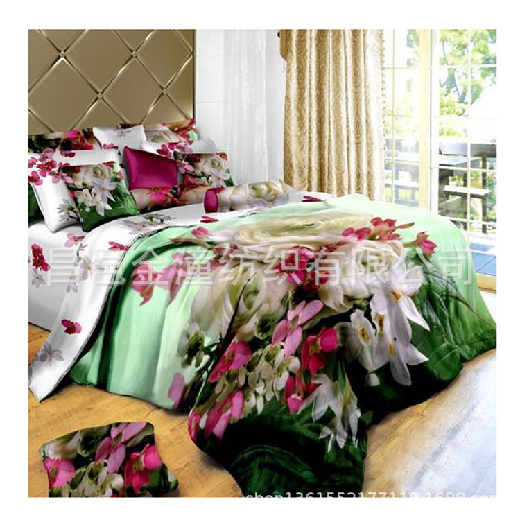 纯涤印花布 磨毛布3D印花 125g2.3*4.6m床单布平网圆网斜纹全涤