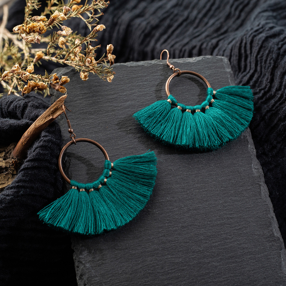 Bohemia Big Circle Tassel  Alloy Earrings display picture 31