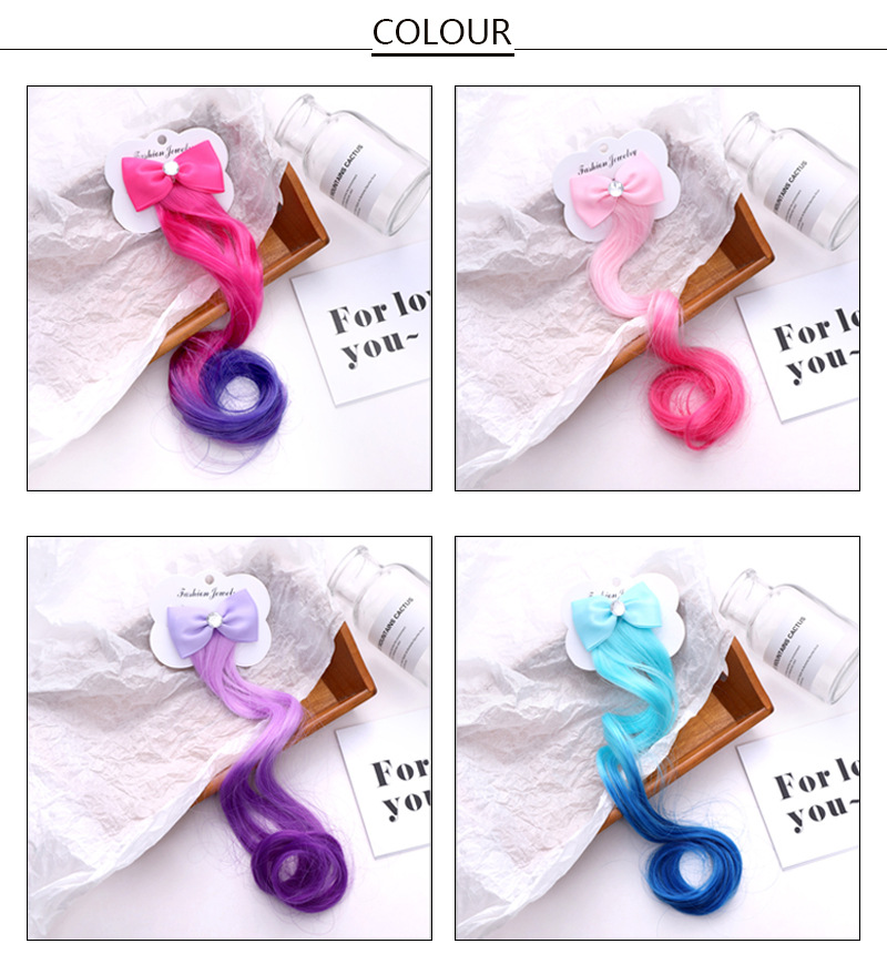 Kindermode Farbe Bowknot Perücke Haarnadel Koreanische Mädchen Baby Enten Schnabel Clip Kopfschmuck Pony Clip Haarschmuck display picture 2