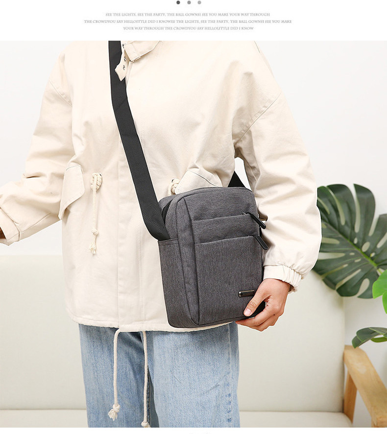 Men's Solid Color Oxford Cloth Zipper Shoulder Bag display picture 1