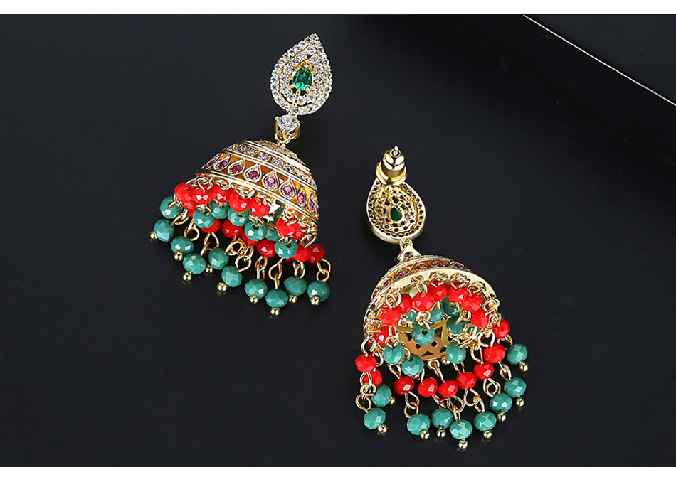 Wholesale Earrings New Retro Ethnic Copper Inlaid Zirconium Earrings Hollow Banquet Female Earrings display picture 5