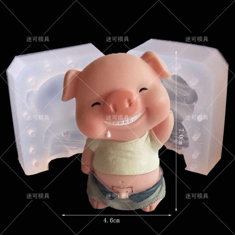 3D mousse molde de pastel de cerdo helado desdentado cerdo fondant molde de silicona olla caliente molde de base de aceite rojo