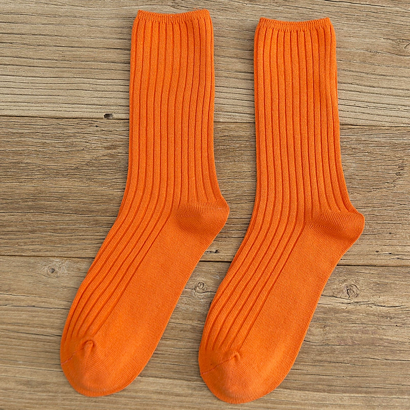 Средние носки до середины икры, чистый цвет хлопок вертикальный, женские носки, городской стиль, мода конфетная куча дамские колготки оптом