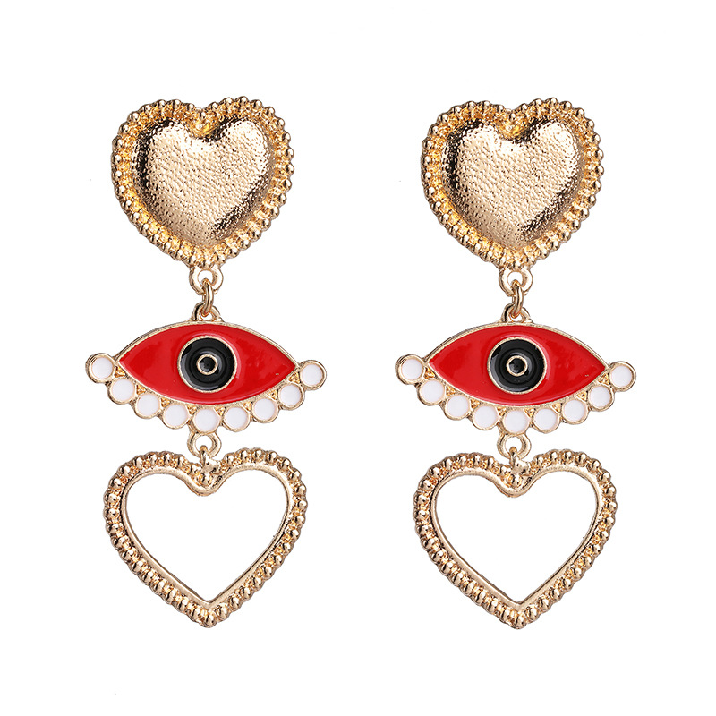 Alloy Geometry Devil's Eye Earrings display picture 4