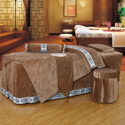 嬌奢加厚羊絨美容床罩四件套美容院專用皮膚管理床罩可定制logo