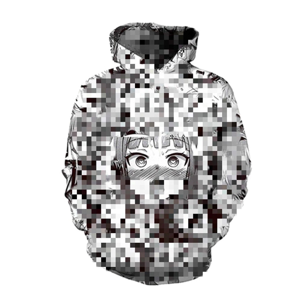 Foreign trade Explosive money black and white Expression cartoon 3D Digital printing Socket Hooded Sweater customized A generation of fat