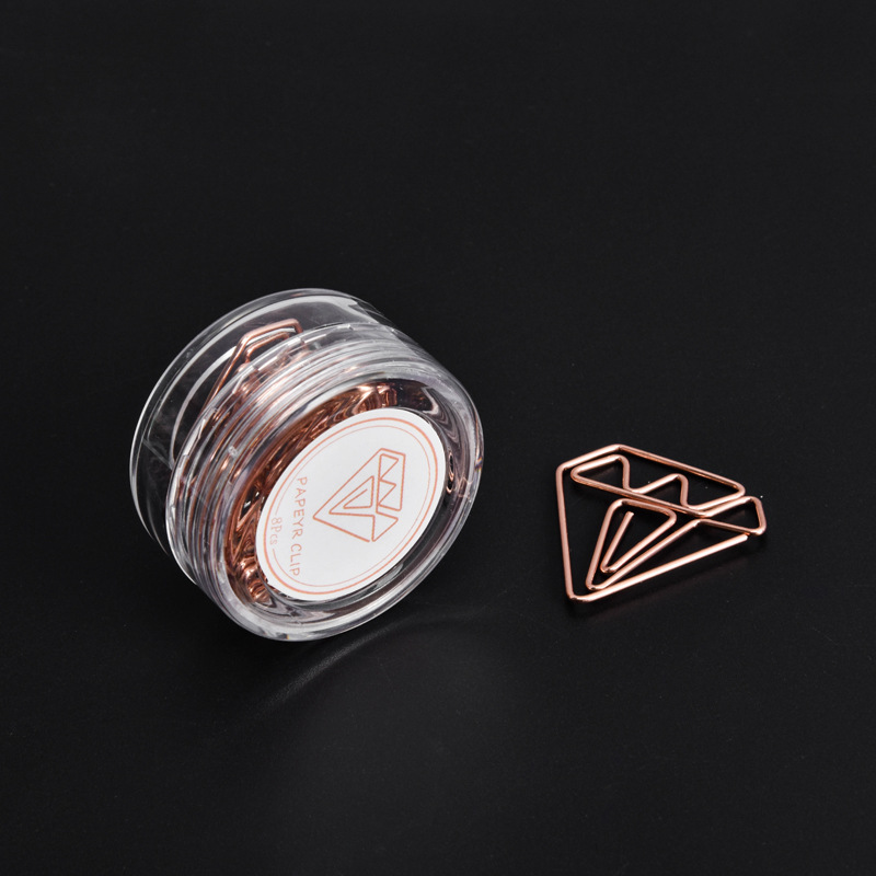 玫瑰金 卡通回形针金属创意钻石曲别针金属电镀8枚装工厂定制批发|ms