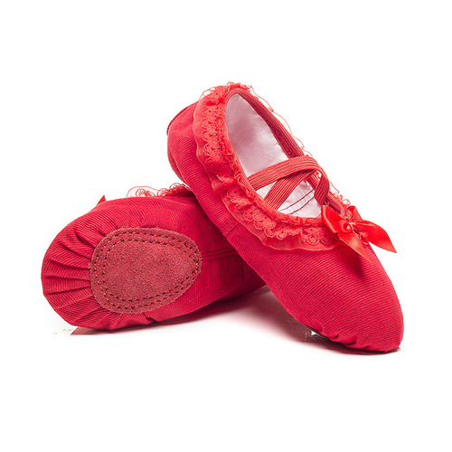 Manufacturer wholesale lace-free lace bow children's dance shoes soft sole practice performance ballet shoes for women