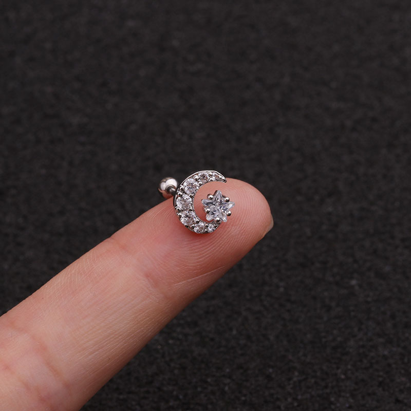 Ear Cartilage Rings & Studs Fashion Star 316 Stainless Steel  Copper Zircon display picture 4