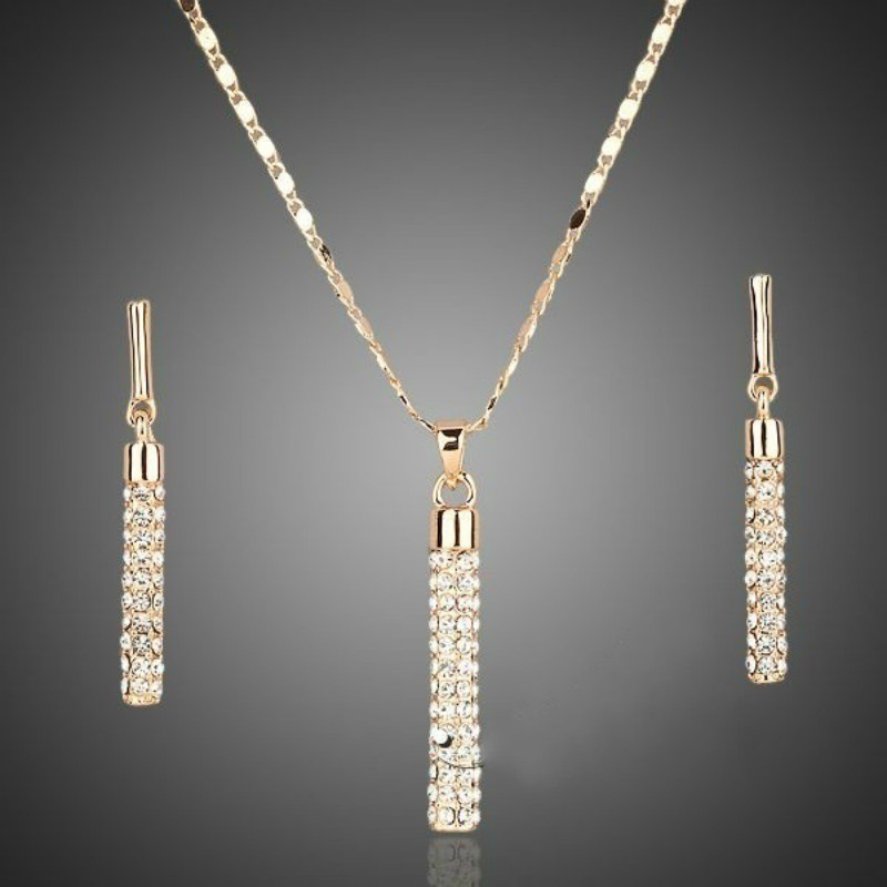 Simple Style Classic Style Geometric Zircon Alloy Wholesale Earrings Necklace display picture 1