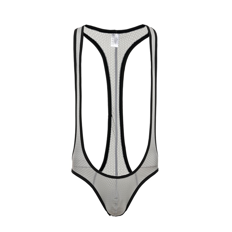 Fábrica al por mayor de los hombres de malla mono sexy trasero-expuesto ropa interior de una pieza