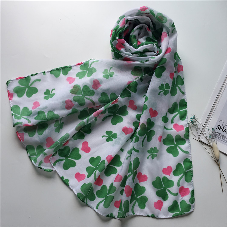 Unisex Ig Style Shamrock Heart Shape Polyester Printing Scarf display picture 1