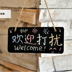 Wooden craft small blackboard, creative hemp rope nameplate, welcome doorplate home decoration message board party sign