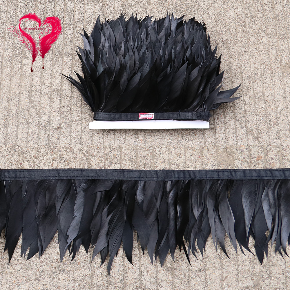 批发DIY羽毛花边手工辅料服装配件装饰材料鹅毛布条辅料玩具面料