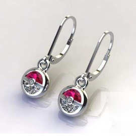 跨境热卖新款创意女镀925银精灵球红白耳环小众个性时尚轻奢耳饰