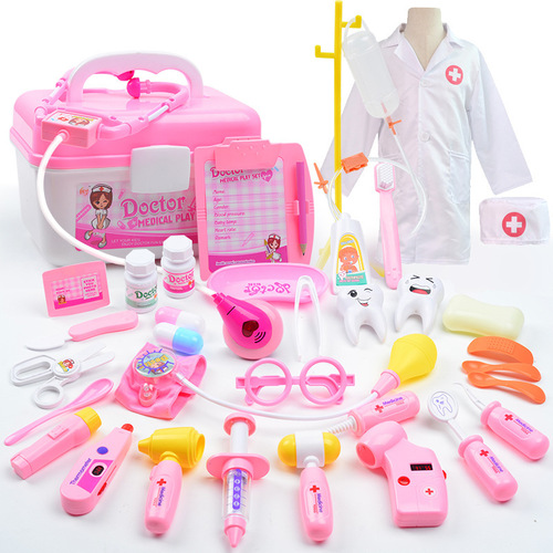 Children's doctor toy set medical tools stethoscope children's play house storage box simulation boy and girl injection