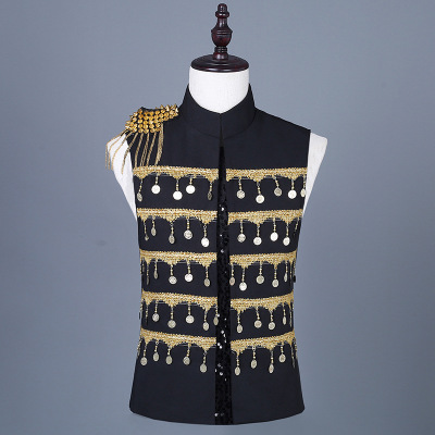 Club male singer performance clothing personality punk rock style Men's jazz dance waistcoat band singers dance jackets gig perform vests