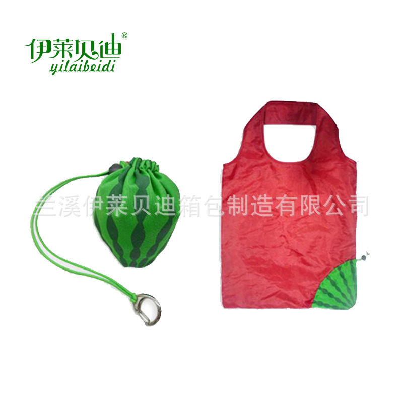 礼品促销西瓜折叠袋 西瓜购物袋 水果形束口袋 购物袋厂家定做