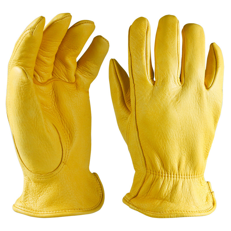 劳保工业手套加绒防寒保暖手套鹿皮真皮织冬季电焊隔热防风骑车
