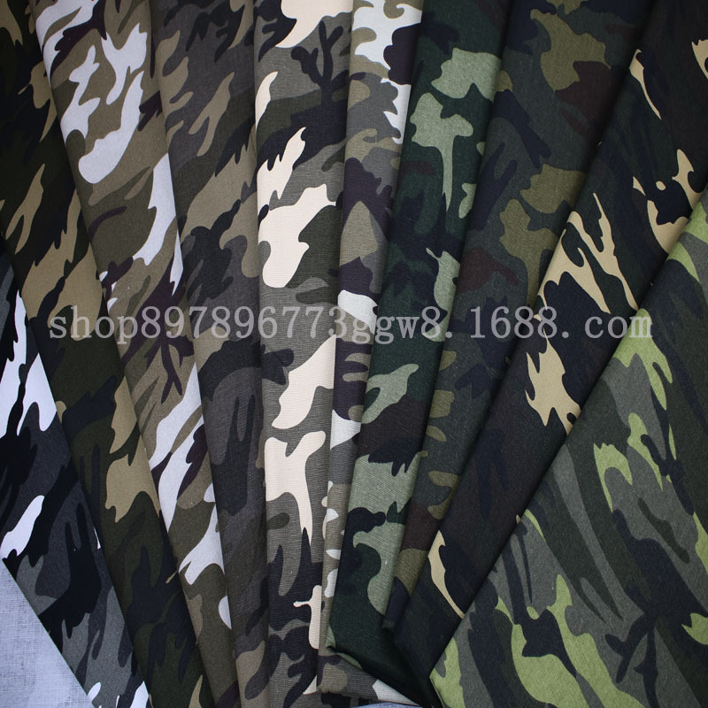 大量现货8安帆布迷彩印花面料 平纹棉布迷彩 童装休闲服装面料