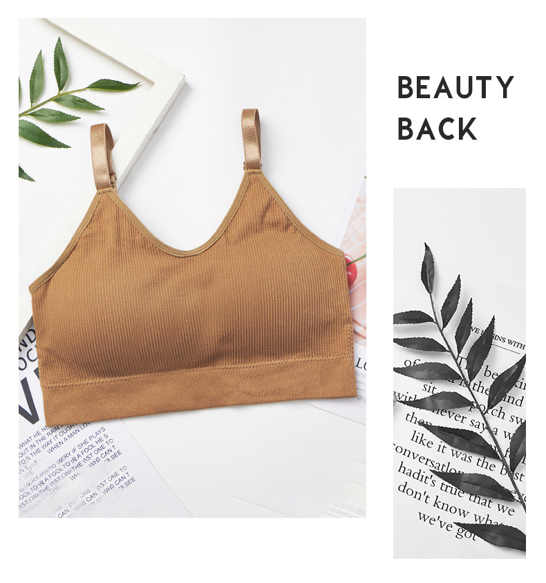 Ladies' threaded, comfortable, wrinkle-free, solid color breathable halter bra, adjustable shoulder strap, seamless, beautiful back bra detail image 10