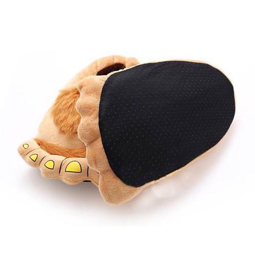 Trendy, quirky, retro, wild man plush slippers Hobbit large footprints home indoor warm fluffy cotton mats