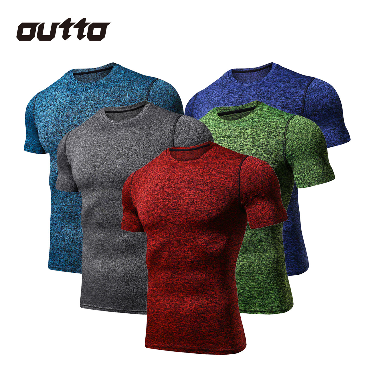 跨境 运动T恤紧身跑步健身服圆领短袖弹力训练服 #119|ru