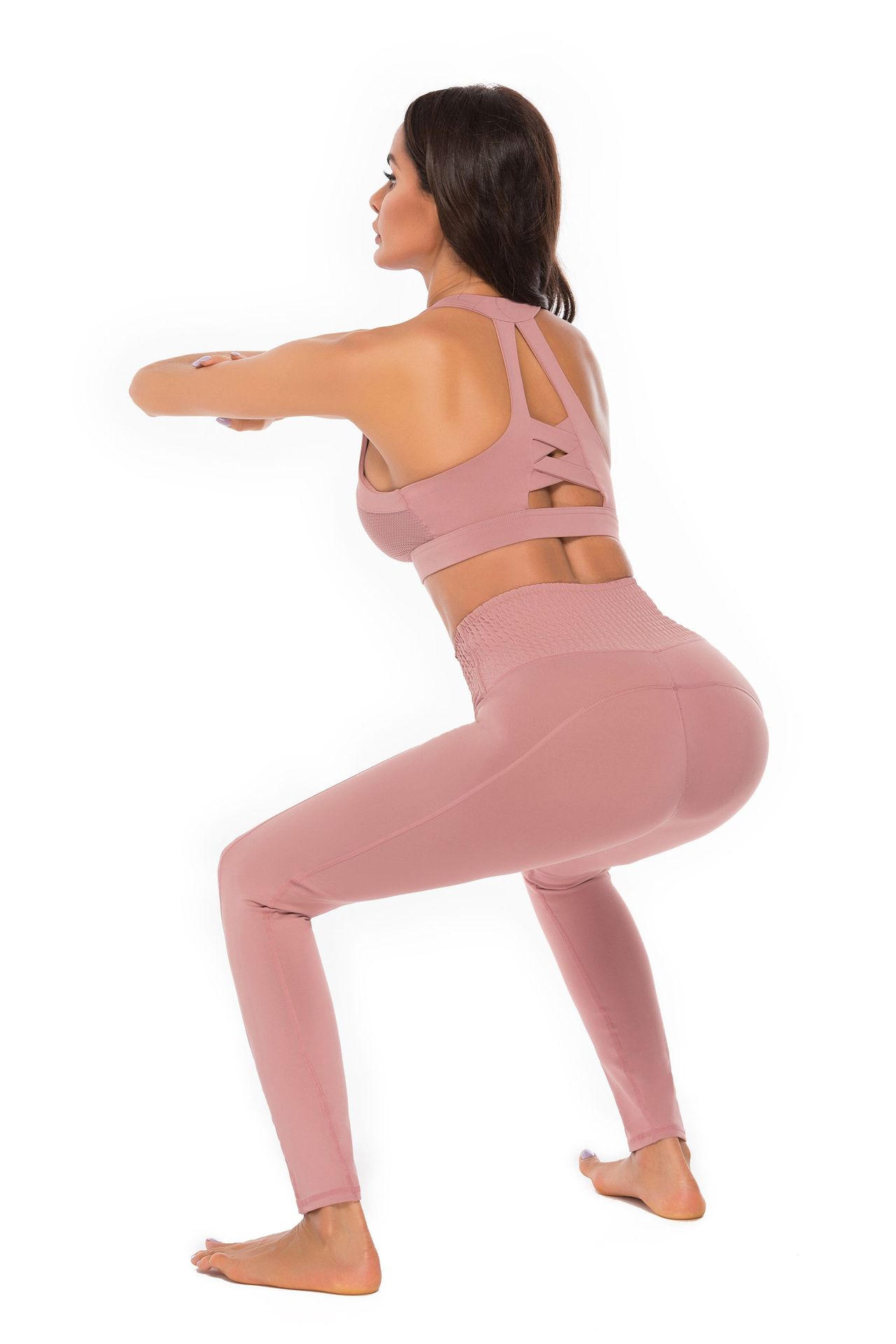 pantalones de yoga transpirables ajustados de cintura media-alta NSLX9686