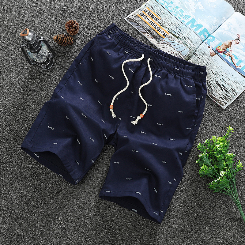 Pantalones cortos de entrega de una pieza de los hombres de verano quinto pantalones de algodón puro casual medio pantalones de playa pantalones cortos grandes moda