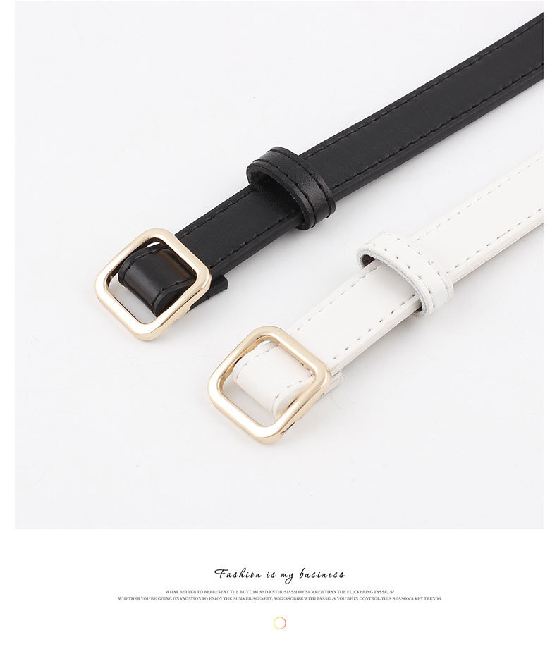 New Square Buckle Ladies Small Belt Wild Fashion Needle-free Punch-free Thin Belt Women display picture 7