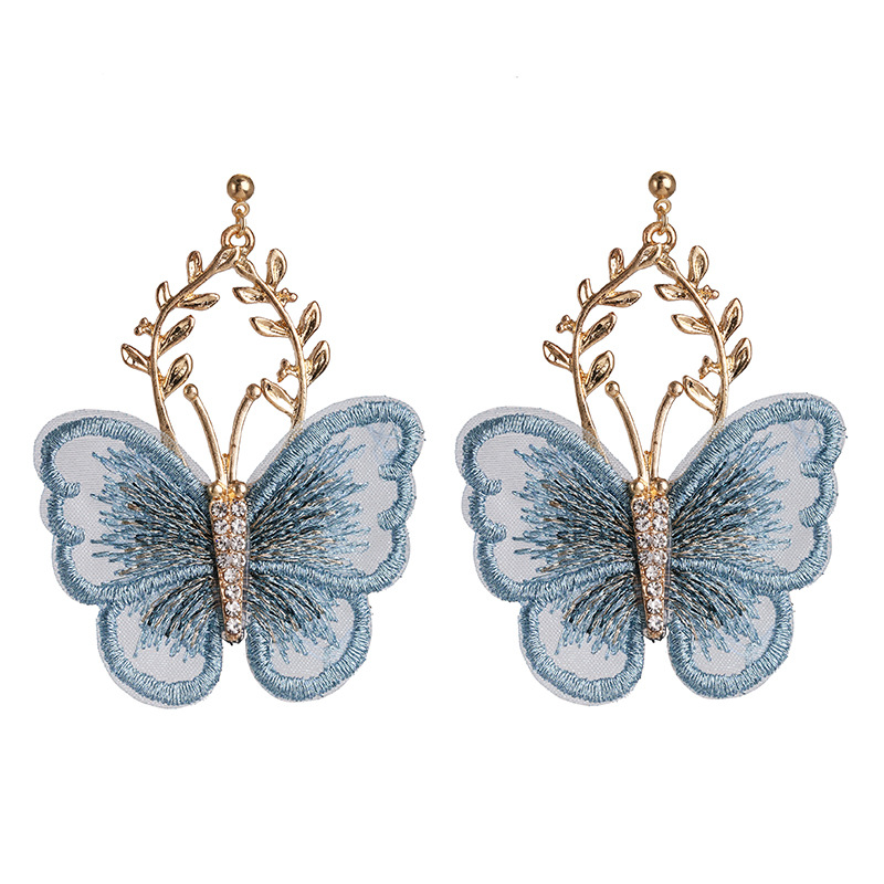 Fashion Pop Chiffon Lace Butterfly Diamond Earrings display picture 4