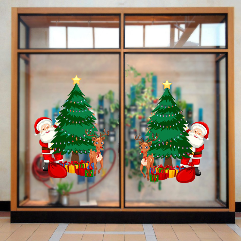 Ivory Christmas Wall stickers Santa Claus christmas tree Christmas Wall stickers Showcase Windows remove Wall stickers