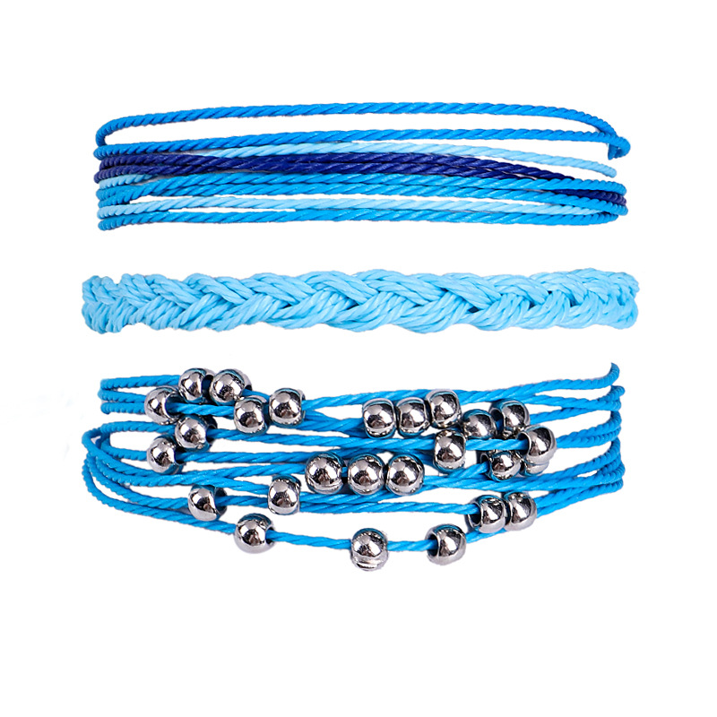 Fashion Solid Color Wax line Braid Womenu0027S Bracelets 3 Pieces