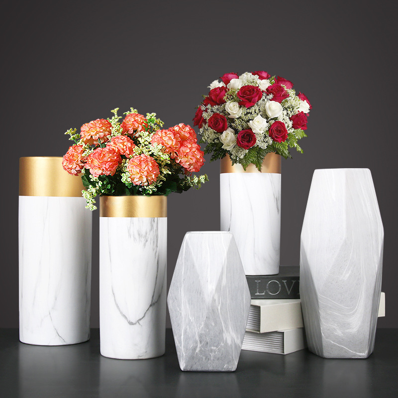 北欧ins陶瓷几何花瓶摆件 创意家居花店餐厅插花艺干花花器装饰品|ru
