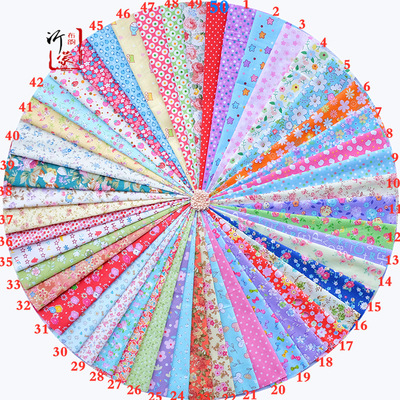 厂家生产 50布片 红橙黄绿青蓝紫手工DIY装饰拼布 印花布饰品包装